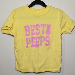 Rabbit Skins Best Peeps Easter Bunny T-shirt Yellow Pink Cotton Girls Size 5/6